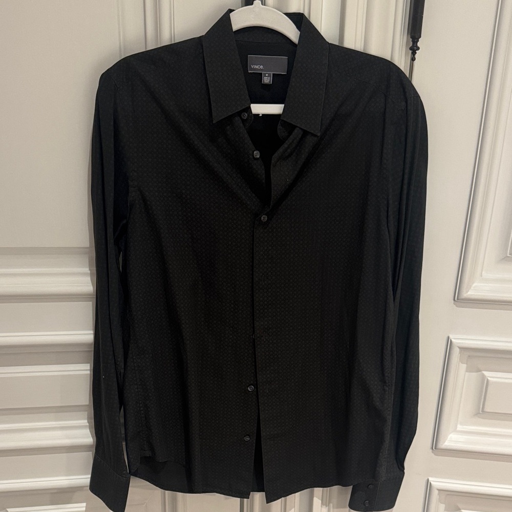 Vince Black Patterned Dress Shirt